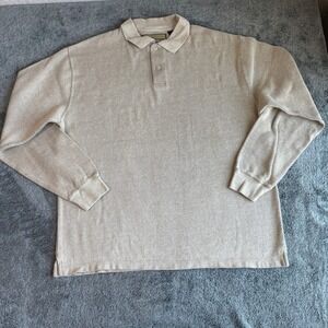 Naturalife Men's Long Sleeve Polo Shirt Top Large Casual‎ Collared Knitwear